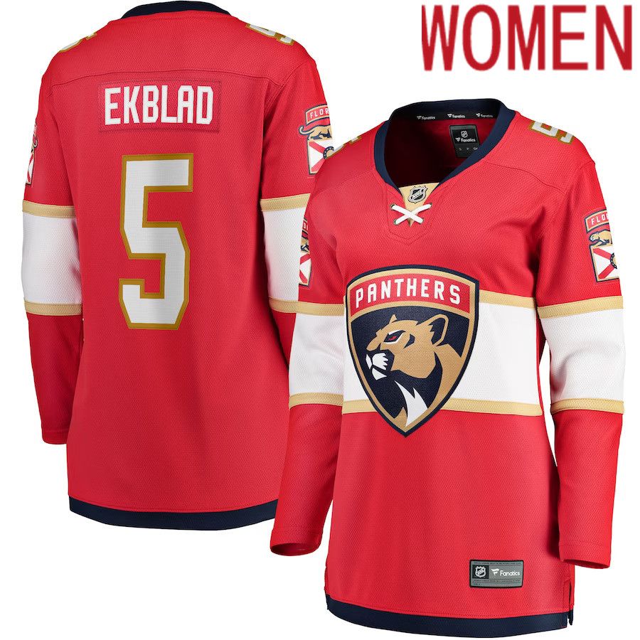 Women Florida Panthers #5 Aaron Ekblad Fanatics Branded Red Home Team Breakaway Player NHL Jersey